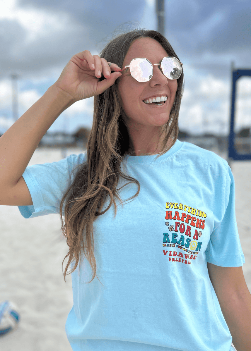 Everything Happens For A Reason Groovy Volleyball Tee