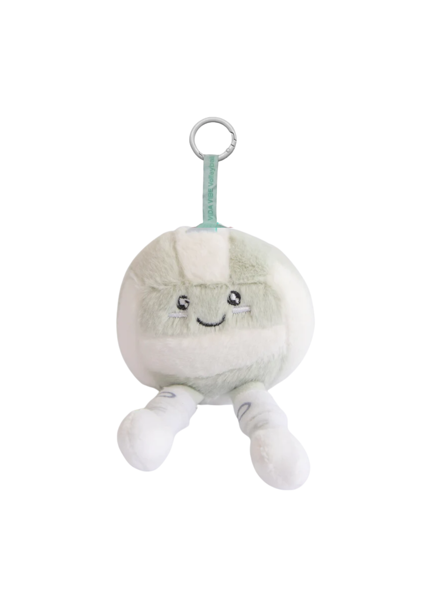 White & grey plushie volleyball keychain - Fun gift idea for volleyball players to hang on their bag or gift to a friend