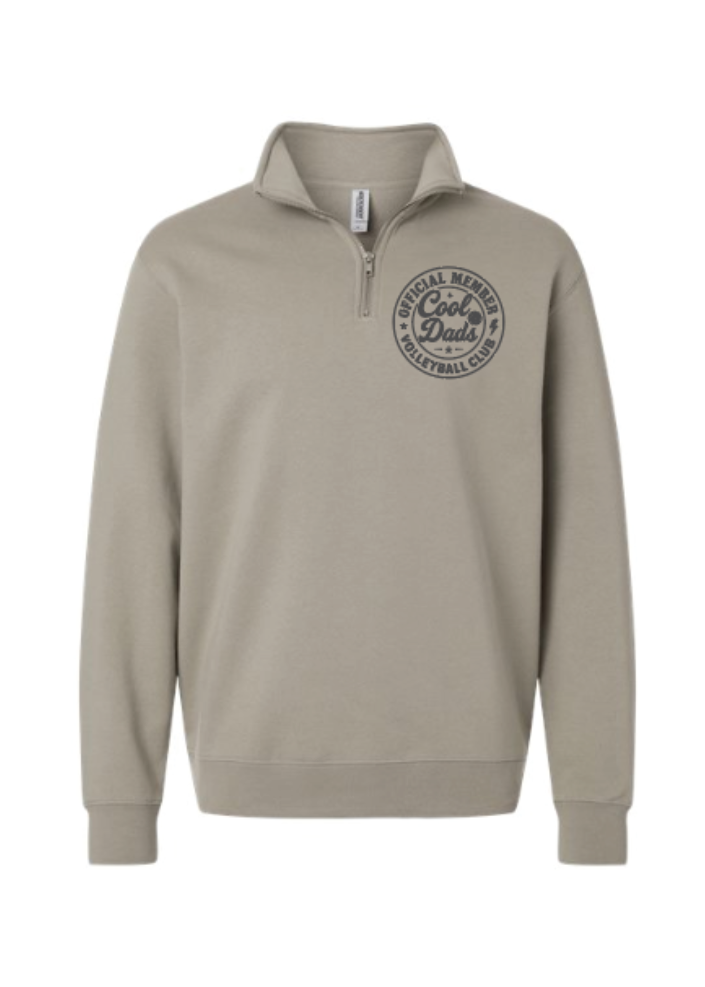 Cool Dads quarter-zip sweatshirt for the coolest of volleyball dads! Ultra-soft, beige quarter-zip.