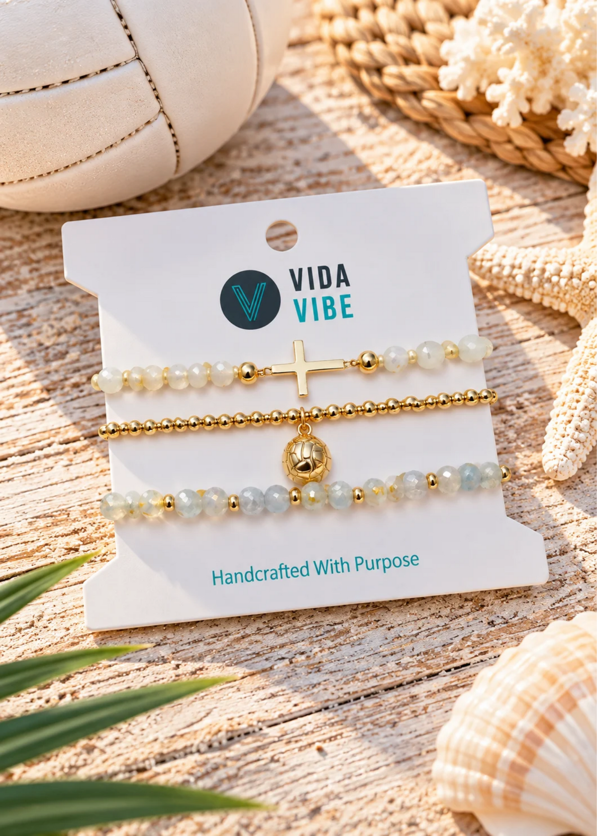 Purposeful Volleyball Pearl Bracelet Stack