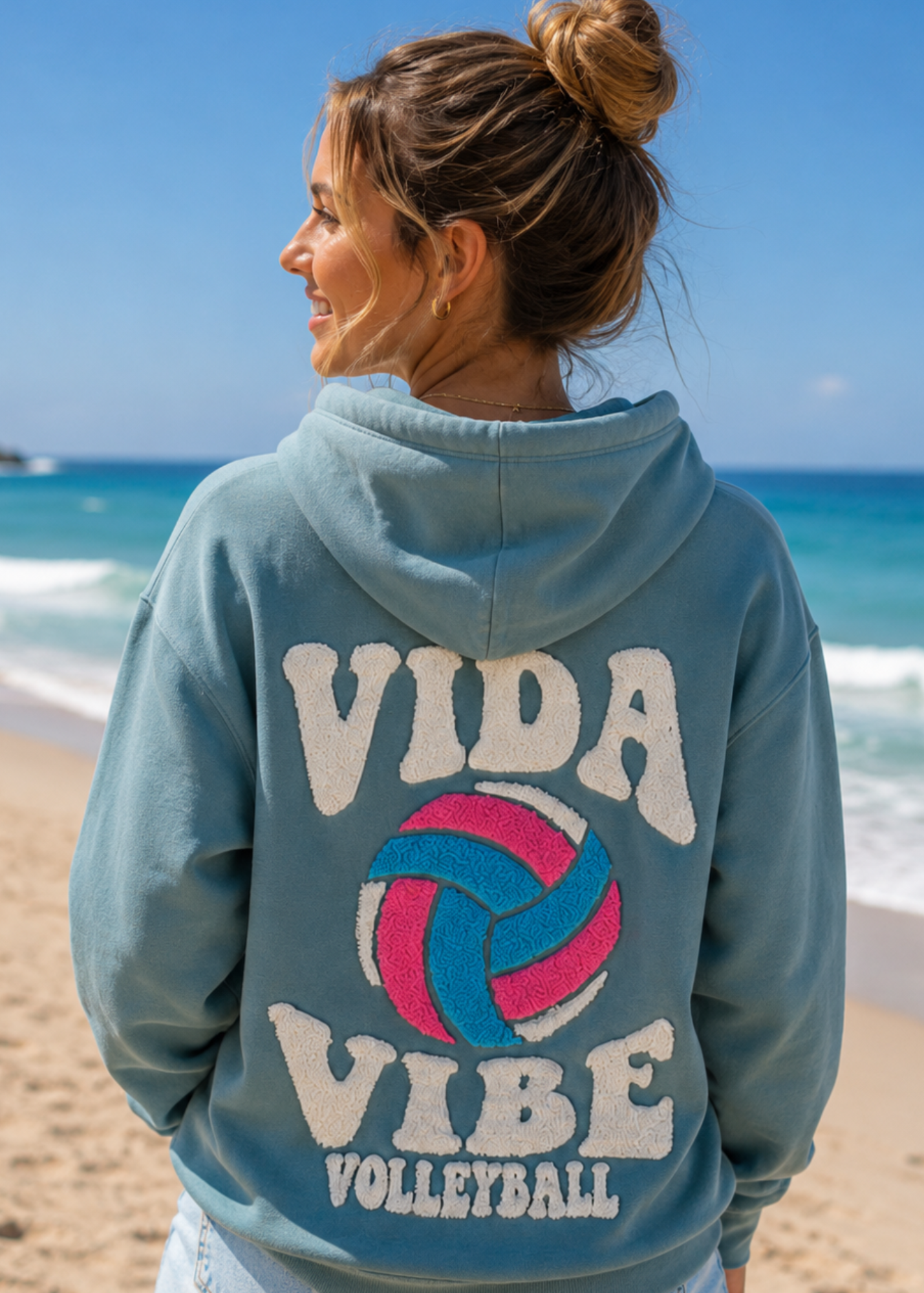 Blue Volleyball Chenille Sweatshirt