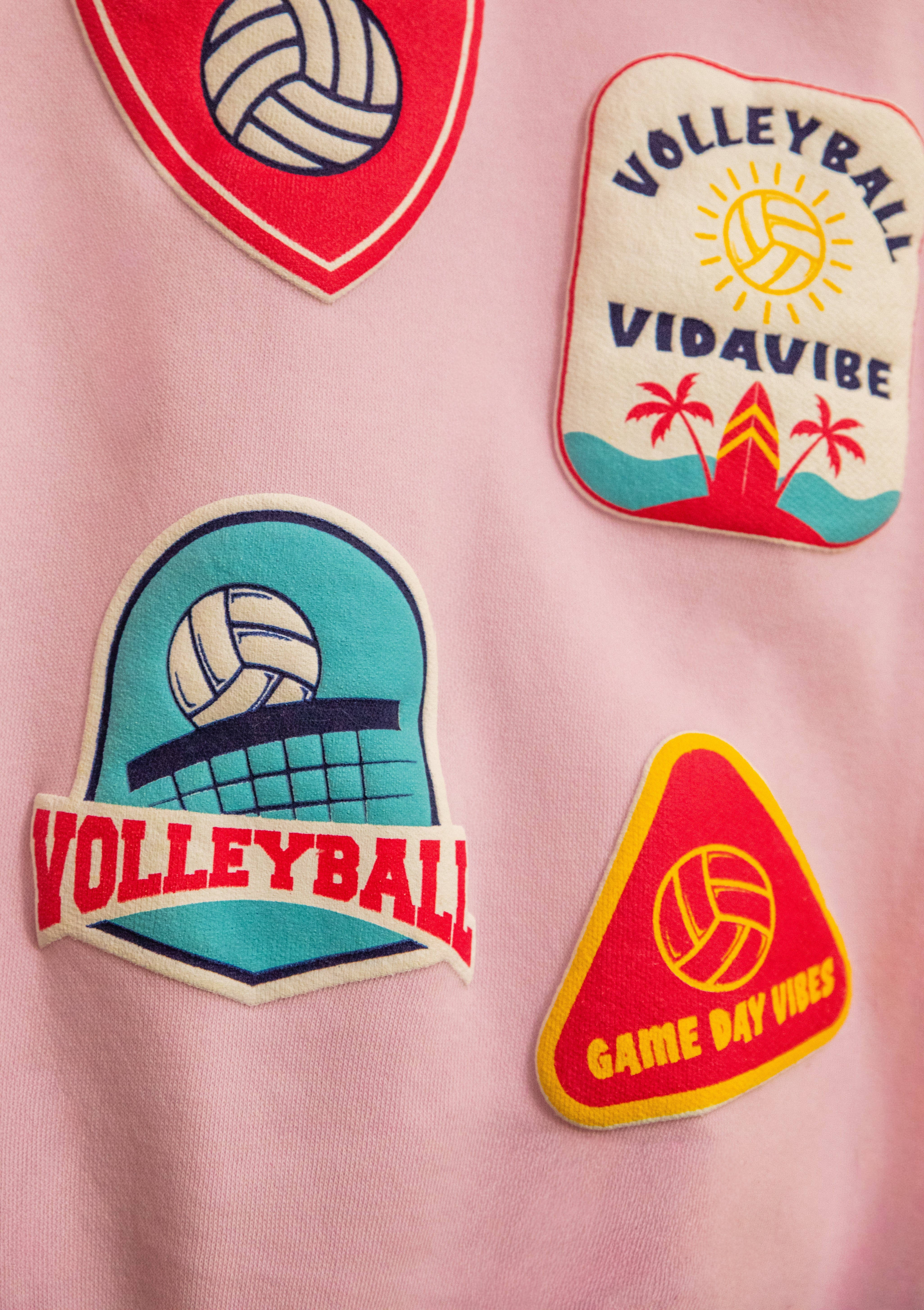 Volleyball Patches Sweatshirt - Pink