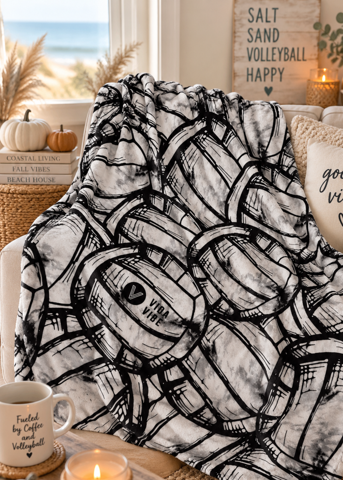 Plush Volleyball Throw Blanket