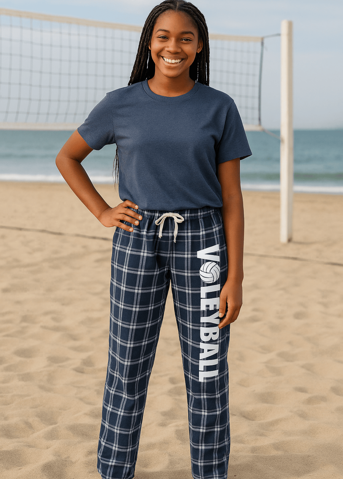 Navy Checkered Volleyball Flannel Pants