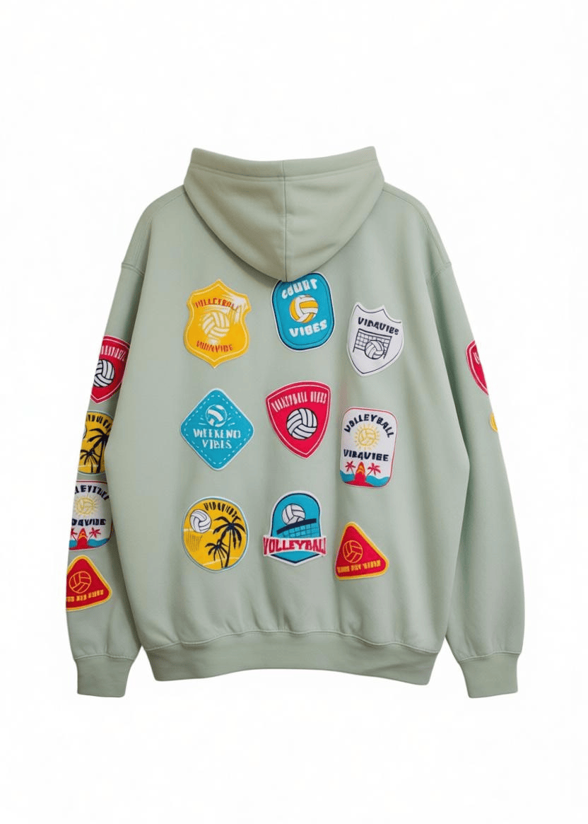 Volleyball Patches Sweatshirt - Seafoam