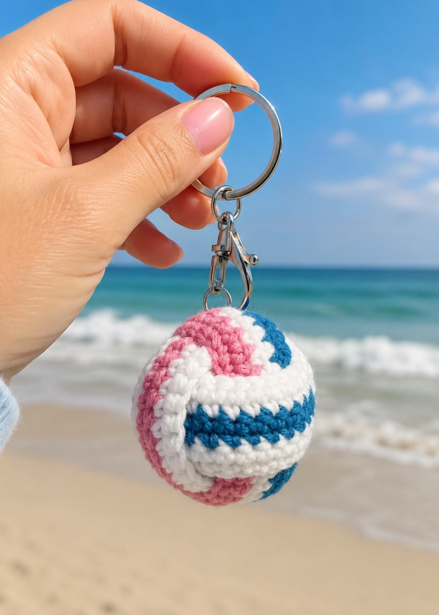 Crochet Volleyball Keychain