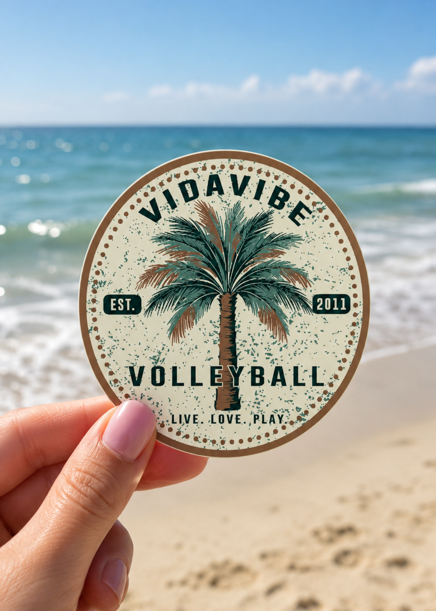 VidaVibe Palm Tree Volleyball Sticker
