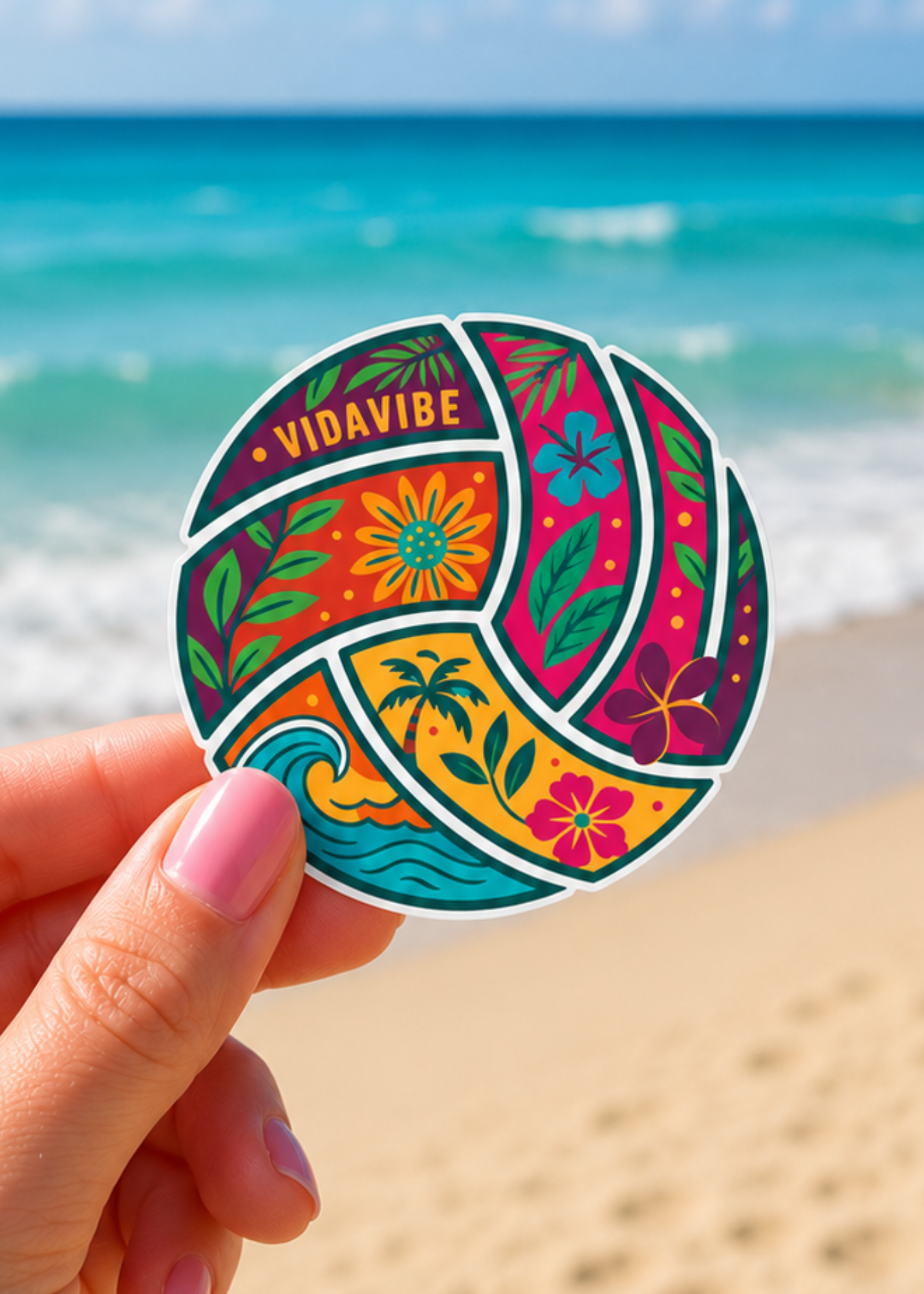 Floral Volleyball Sticker