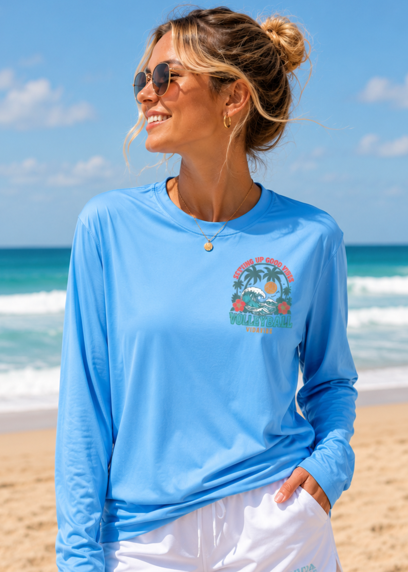 Serving Up Good Vibes Long Sleeve Dri-Fit - Blue