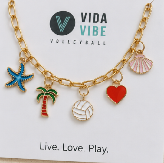 Gold Volleyball Charm Bracelet