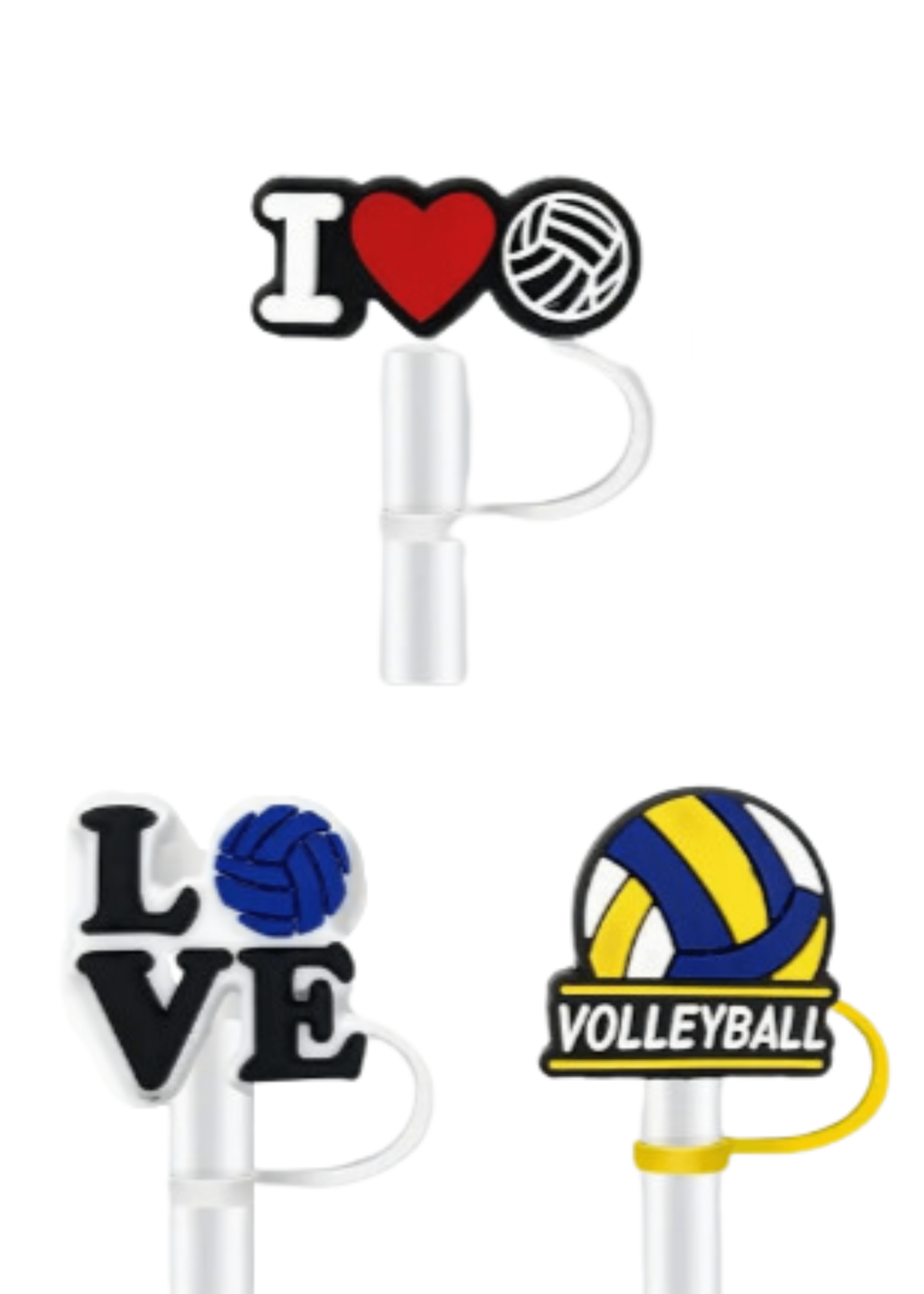 Volleyball Straw Toppers 3 Pack