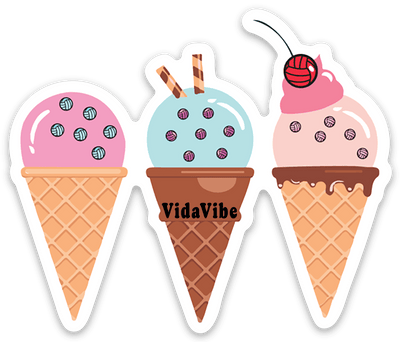 Ice Cream Cone W/ Volleyball Sprinkles Sticker - VidaVibe