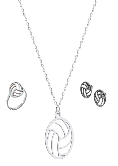 Volleyball Necklace, Earring, Ring & Jewelry Case Gift Set - VidaVibe