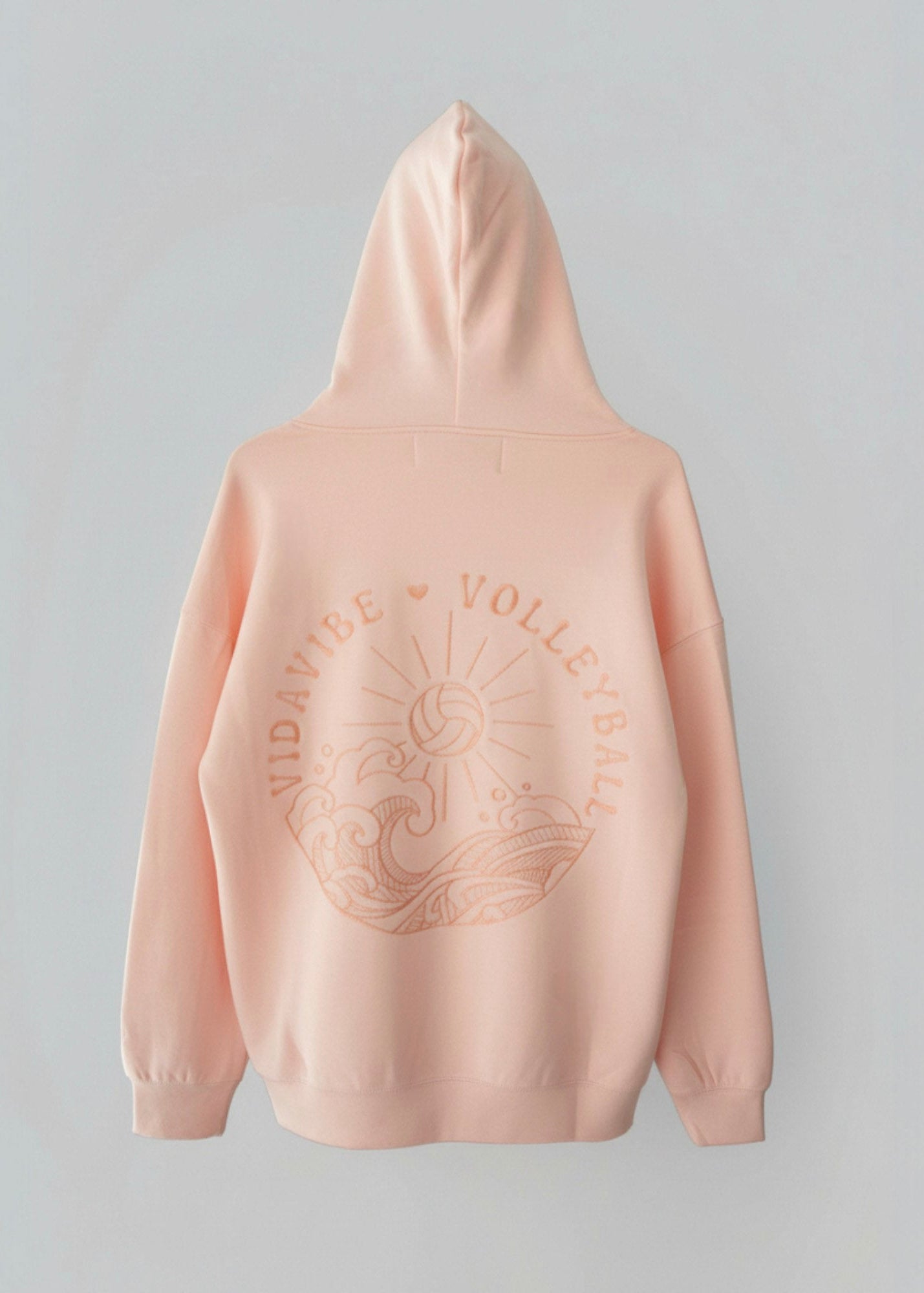 Pink Volleyball Hoodie Back with waves