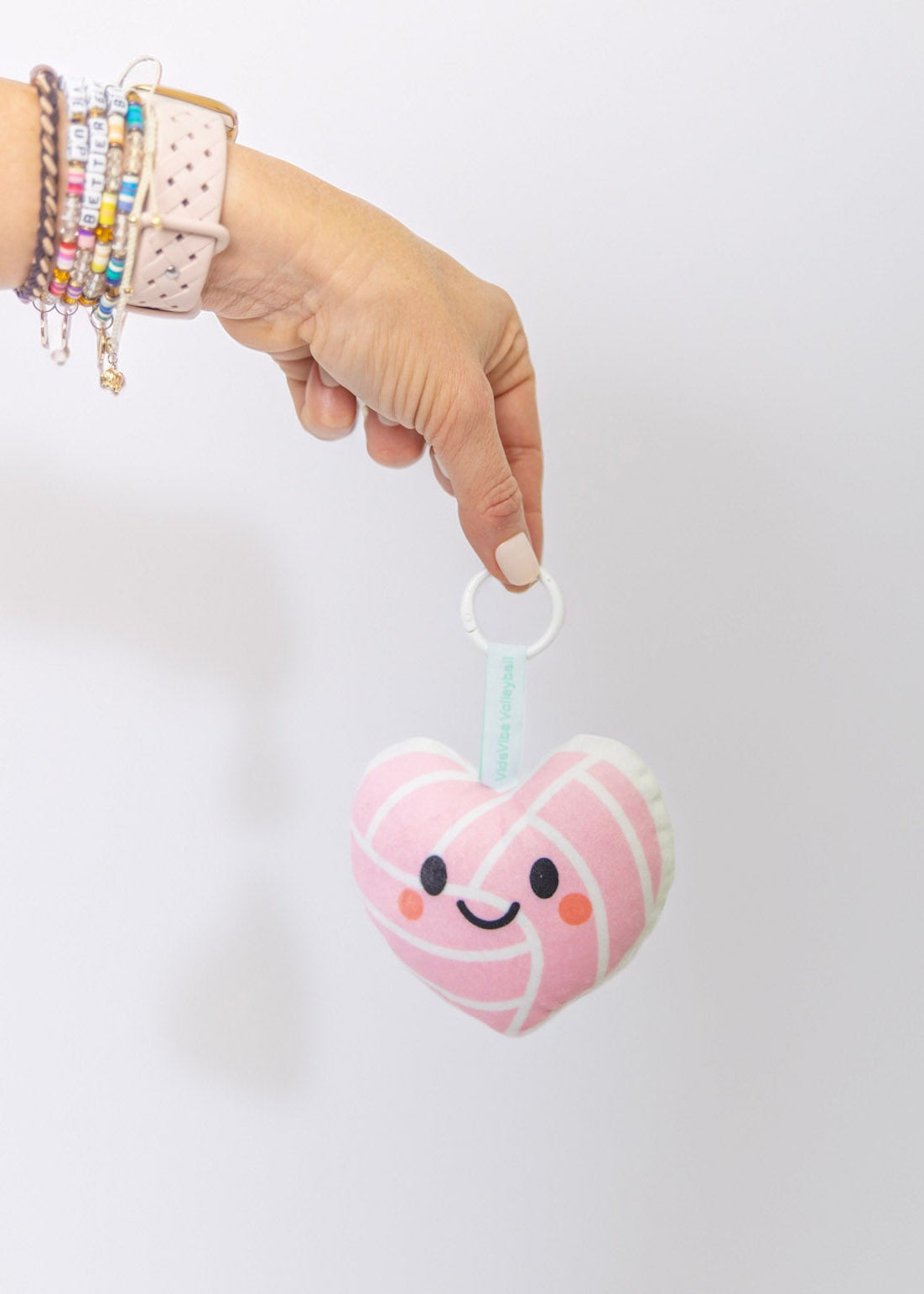 Volleyball Pink Heart Keychain