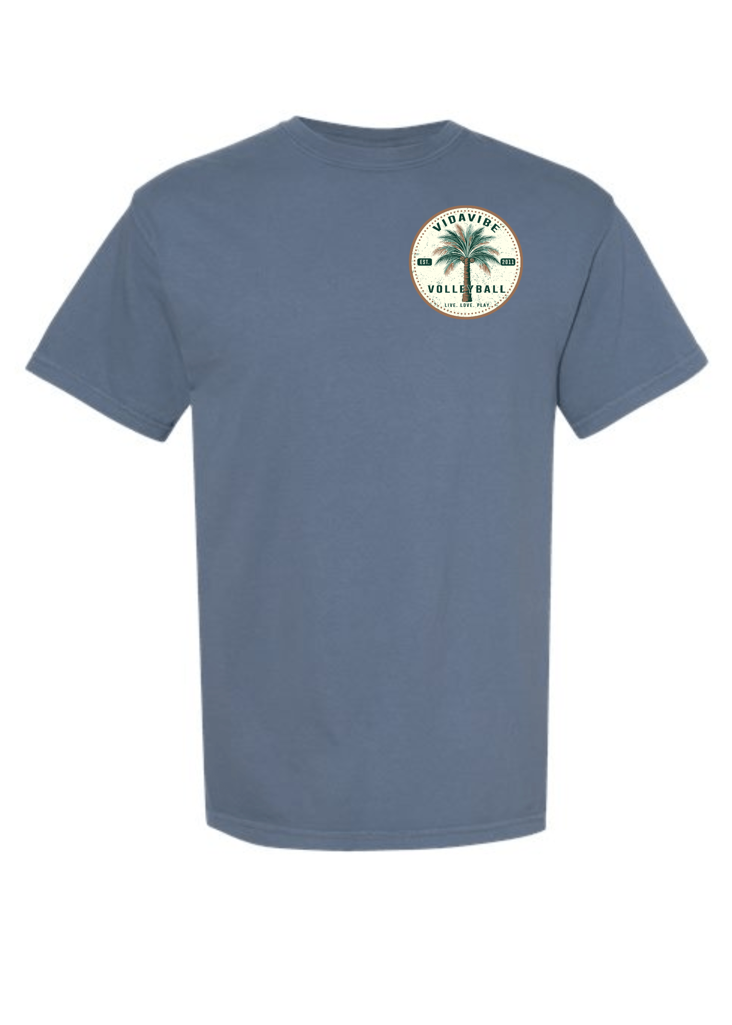 Palm Tree Volleyball Denim Tee