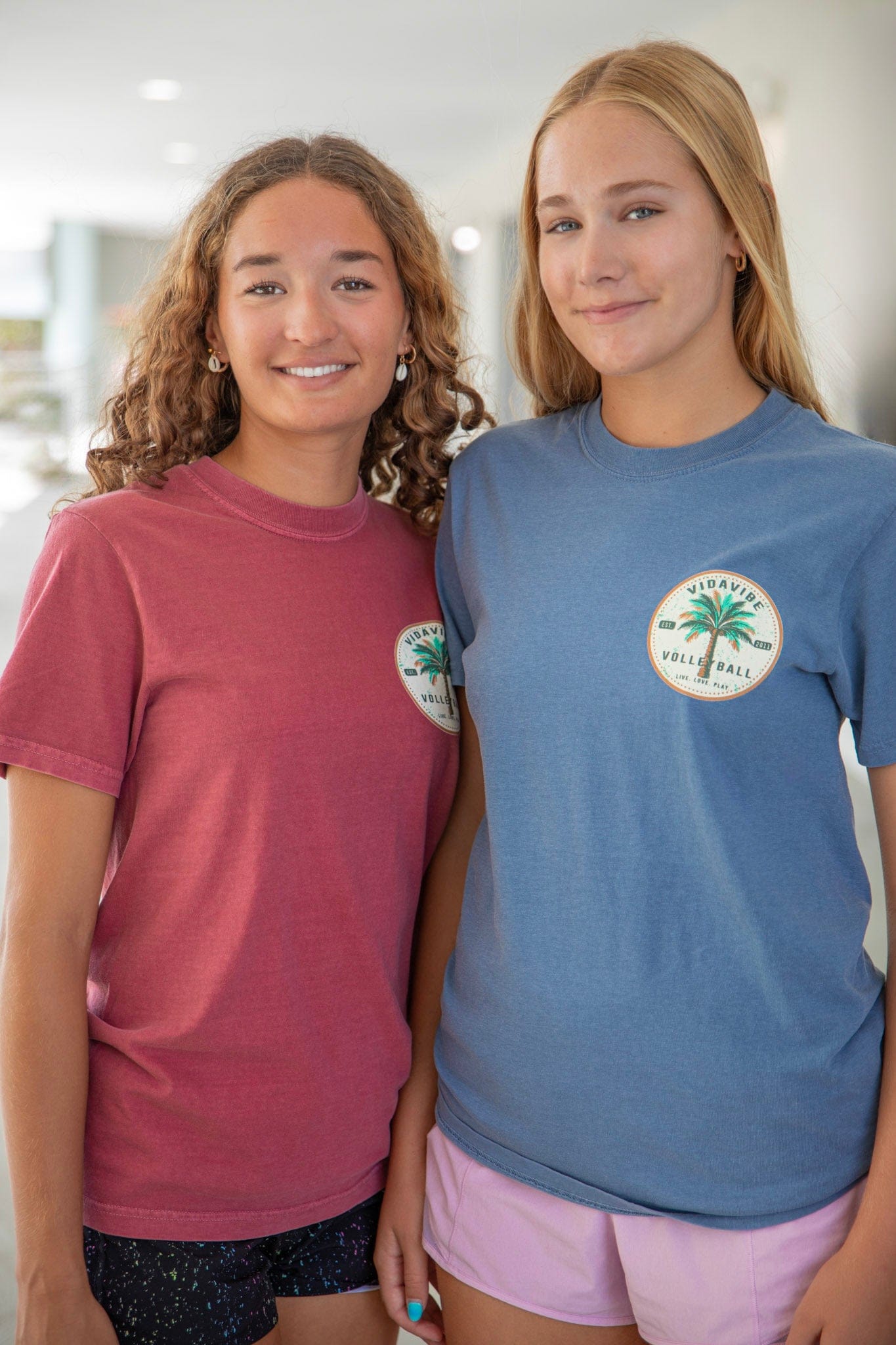 Palm Tree Volleyball Denim Tee