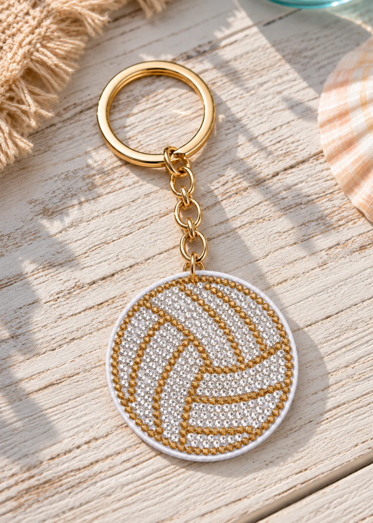 Jeweled Volleyball Keychain