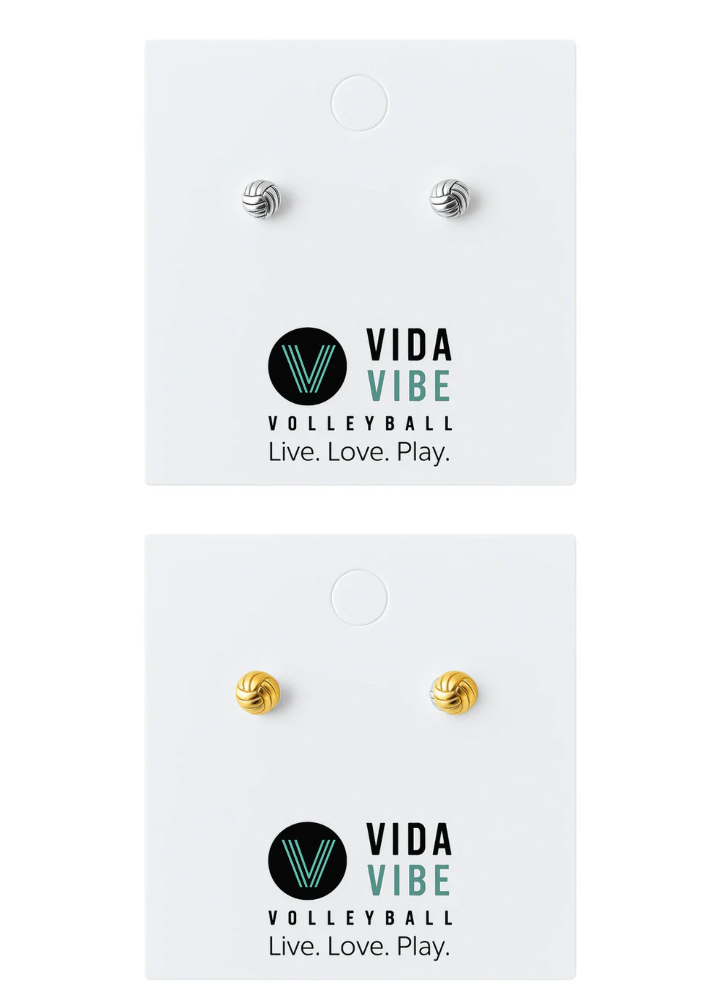 Vida Vibe earrings on a white card with brand logo and tagline.