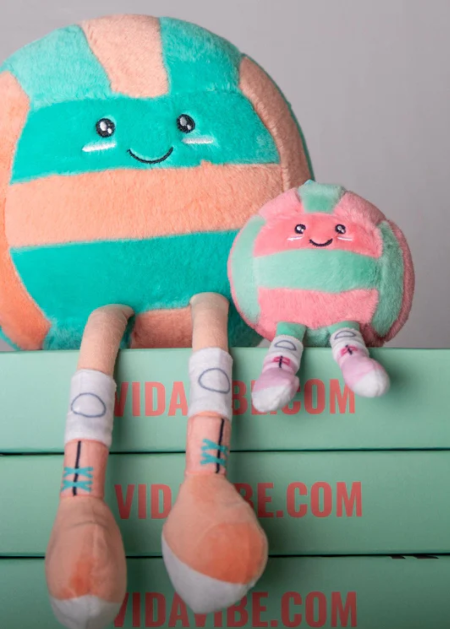 Plush Teal & Pink Volleyball Keychain