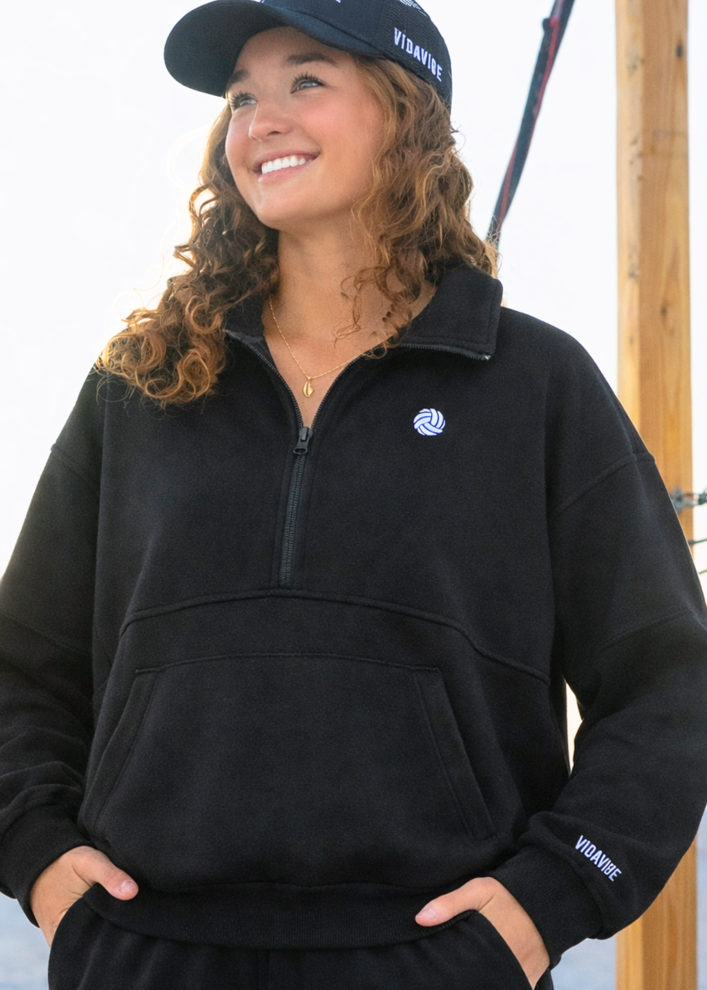 Super Soft Performance Volleyball Quarter-Zip Black