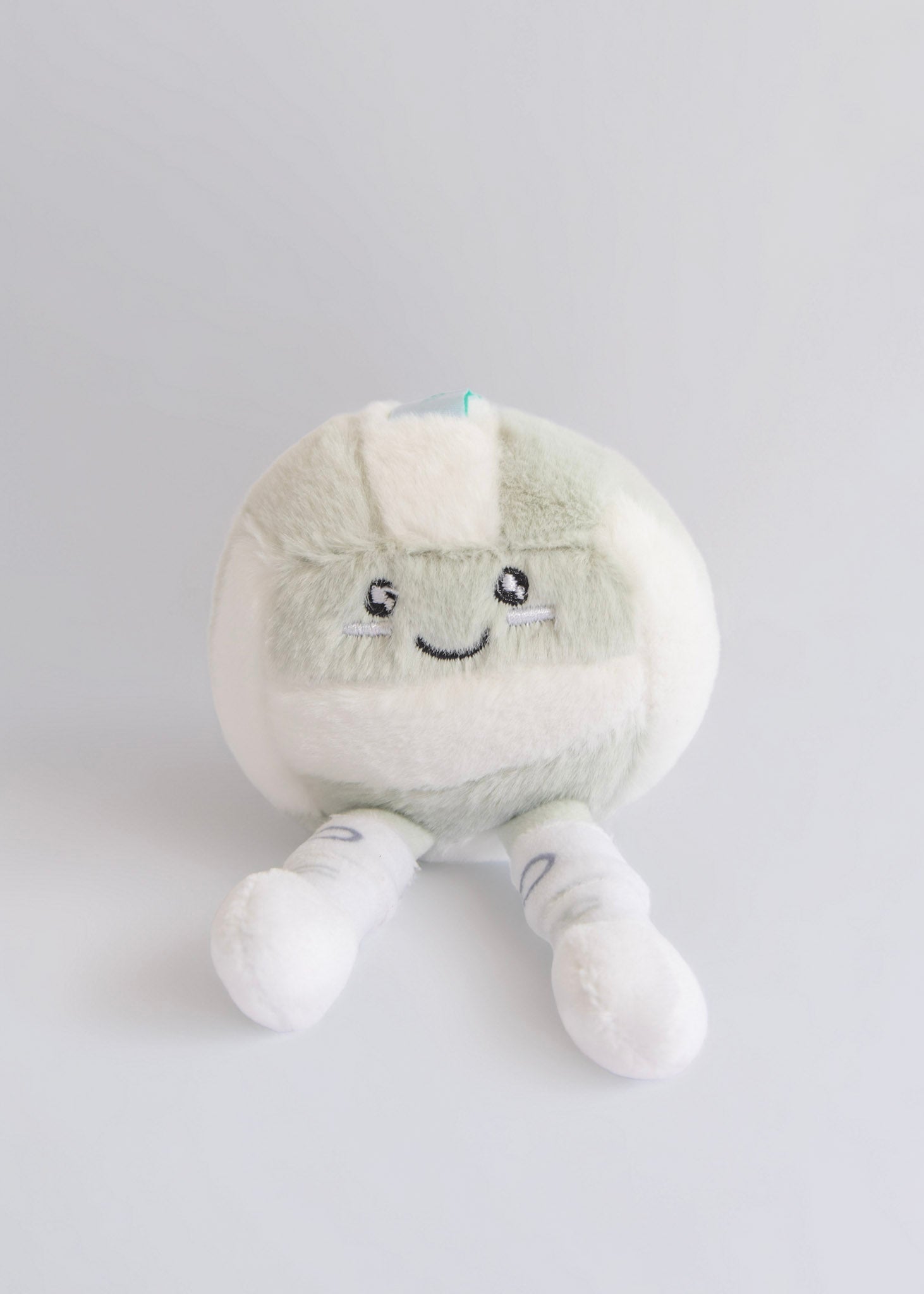 Grey & White Plush Volleyball Keychain