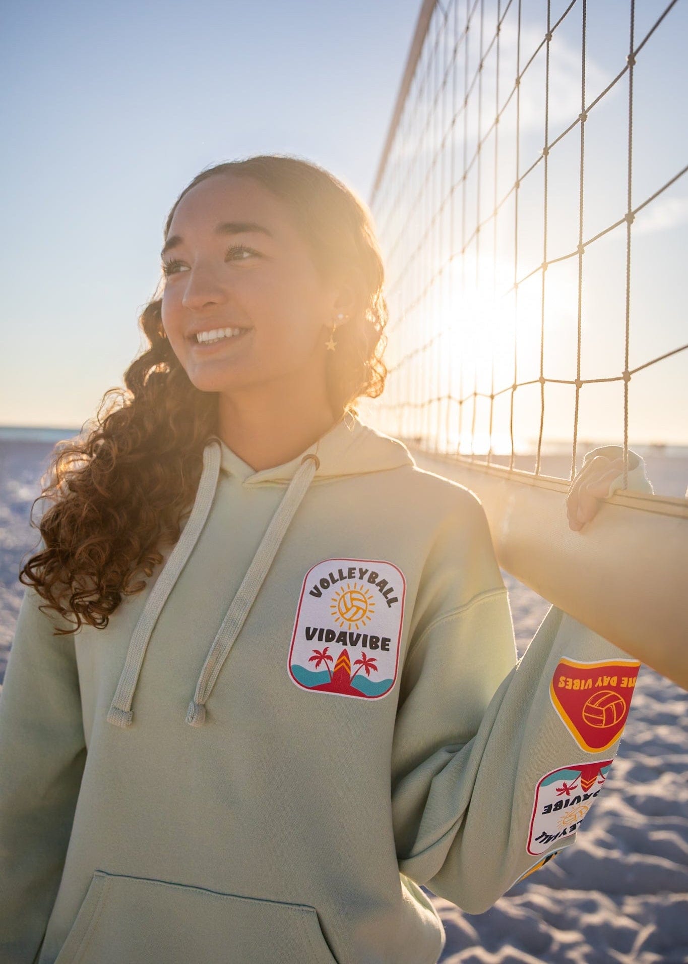 Volleyball Patches Sweatshirt - Seafoam