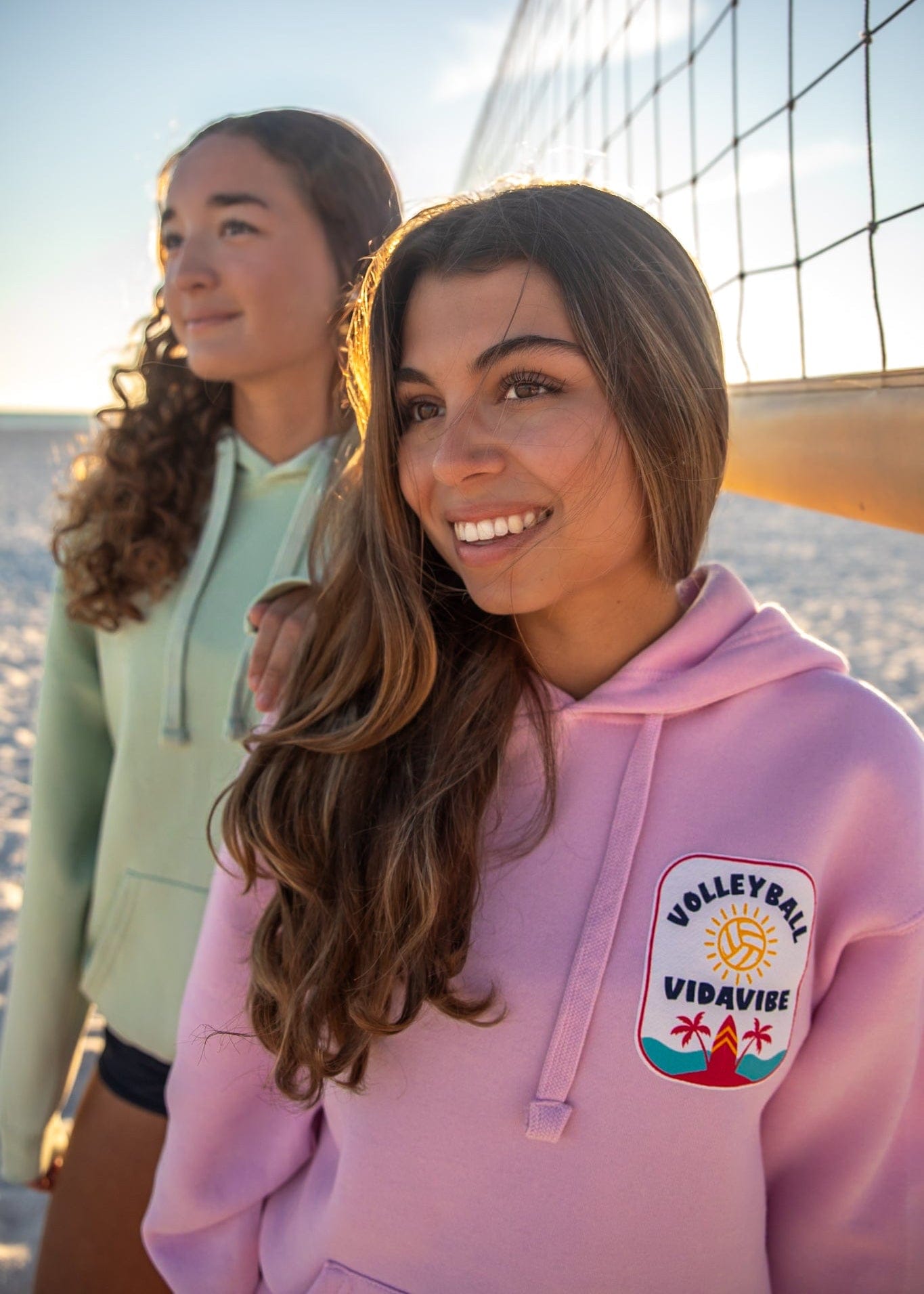 Volleyball Patches Sweatshirt - Pink