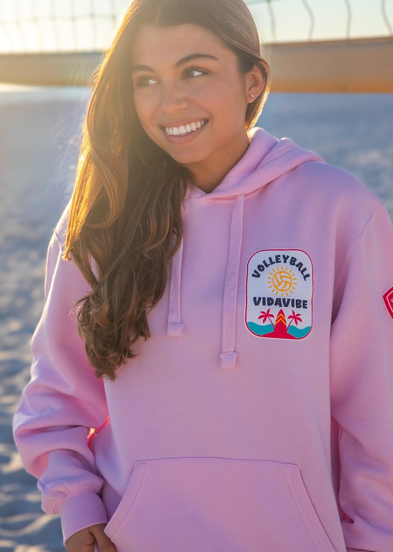 Volleyball Patches Sweatshirt - Pink