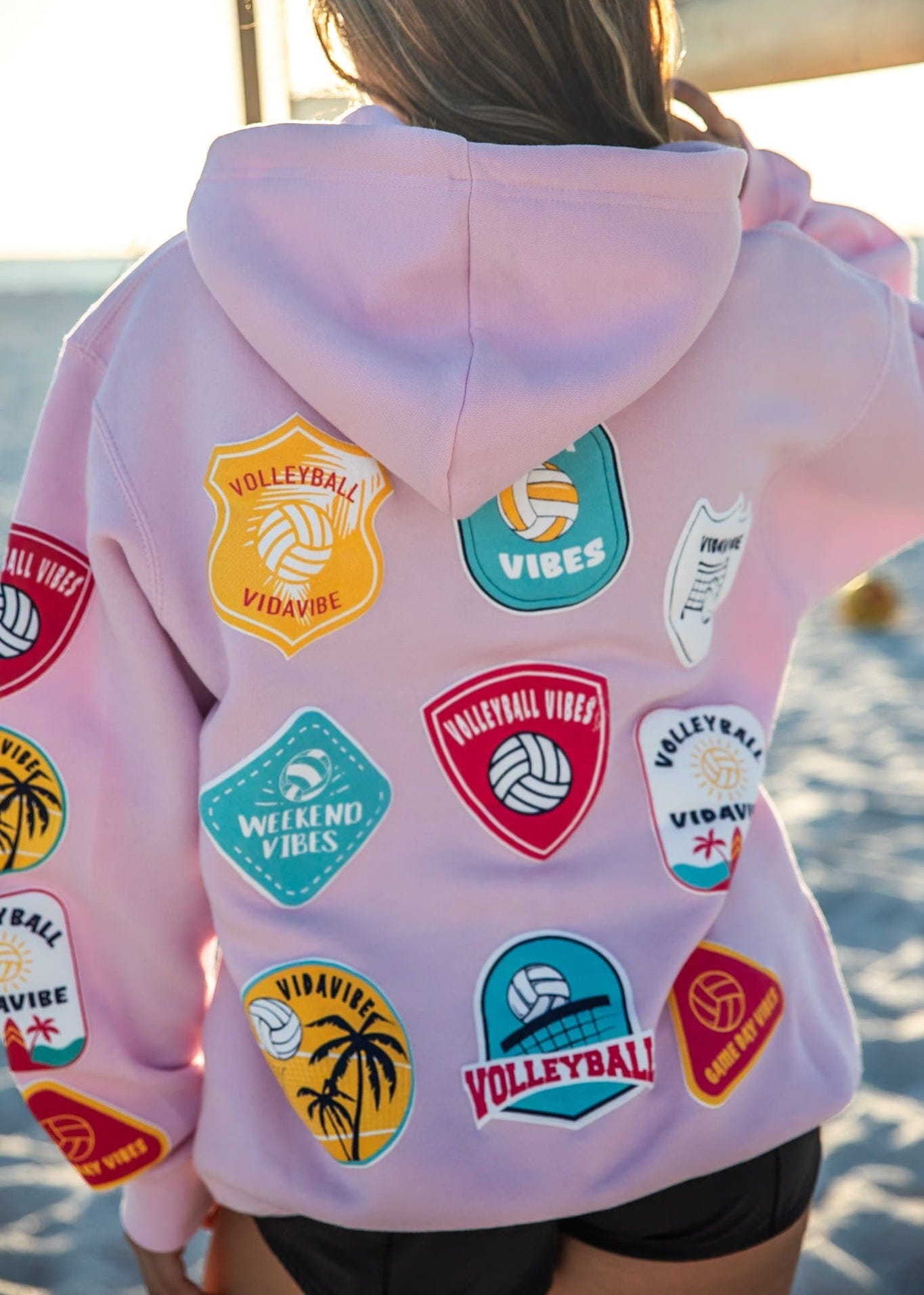 Volleyball Patches Sweatshirt - Pink