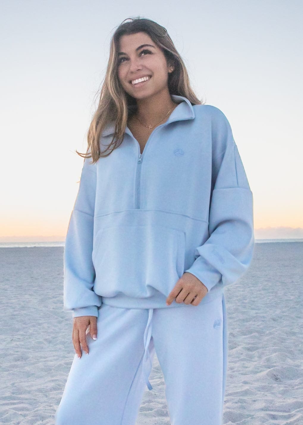 Super Soft Performance Volleyball Quarter-Zip Carolina Blue