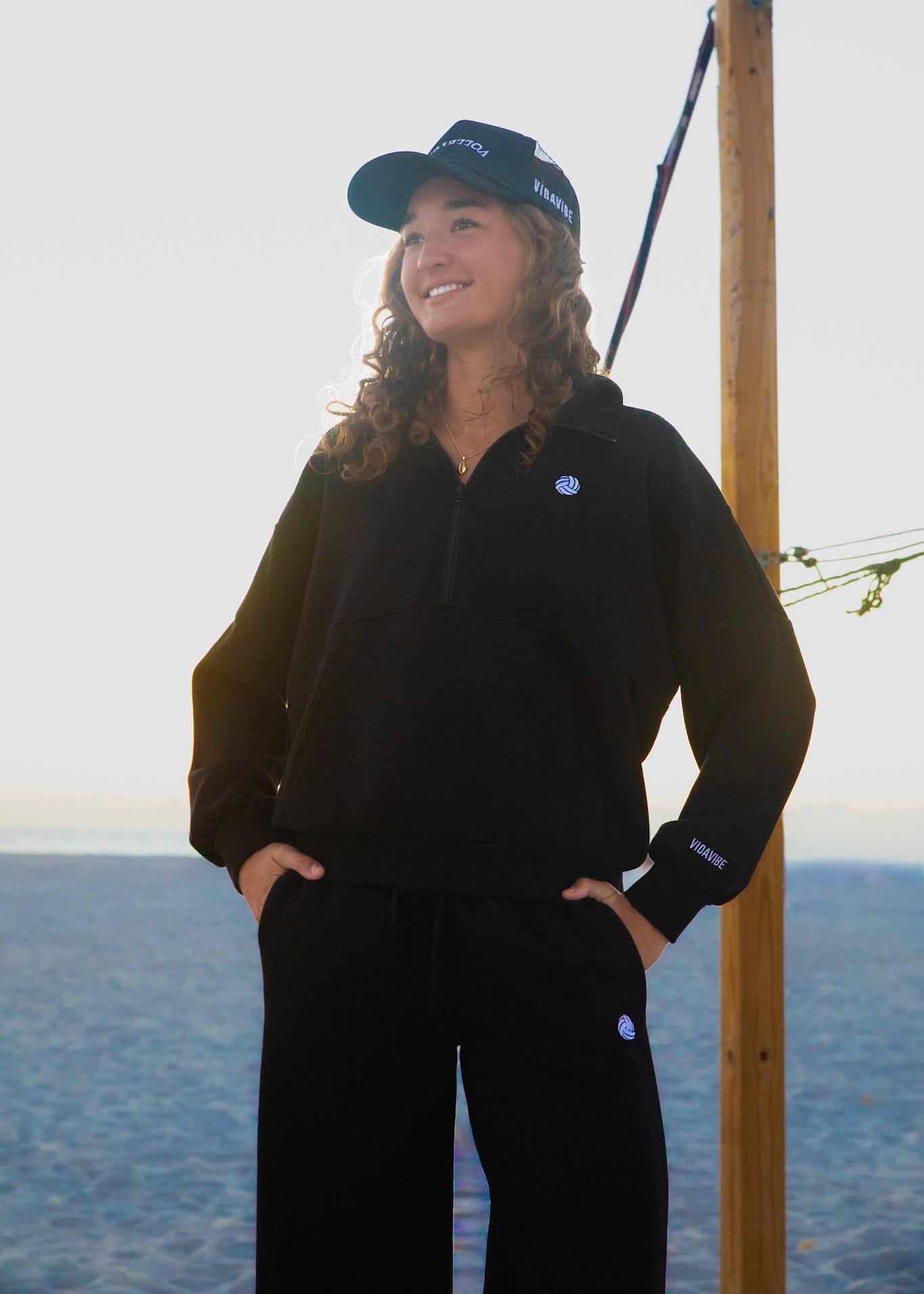Super Soft Performance Volleyball Quarter-Zip Black