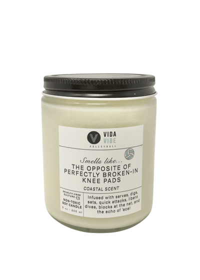 Vida Vibe candle with label on a white background