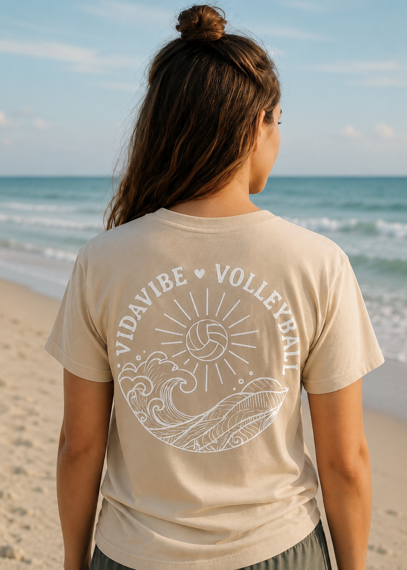 Ocean Vibes Volleyball Tee - Tan