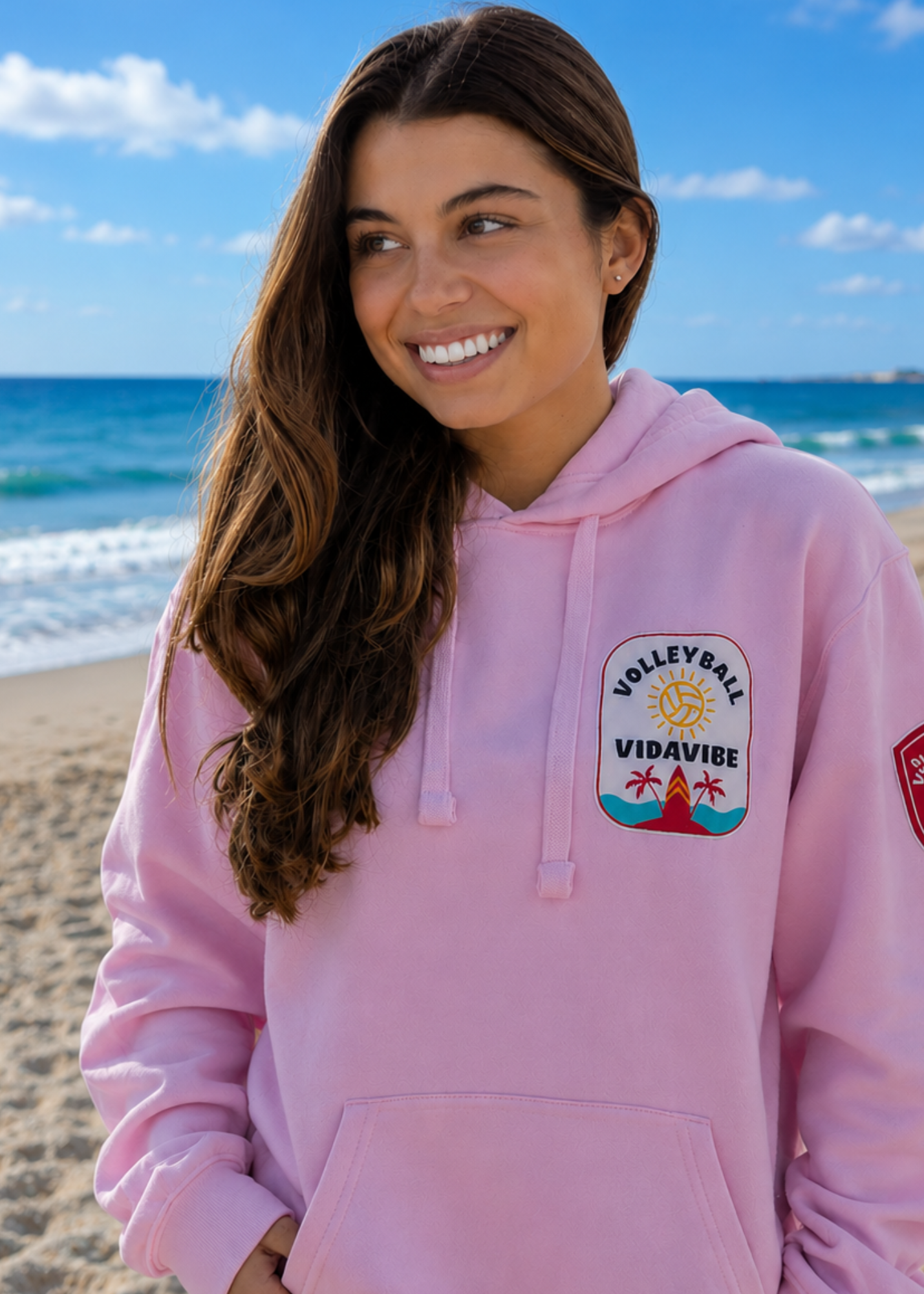 Volleyball Patches Sweatshirt - Pink