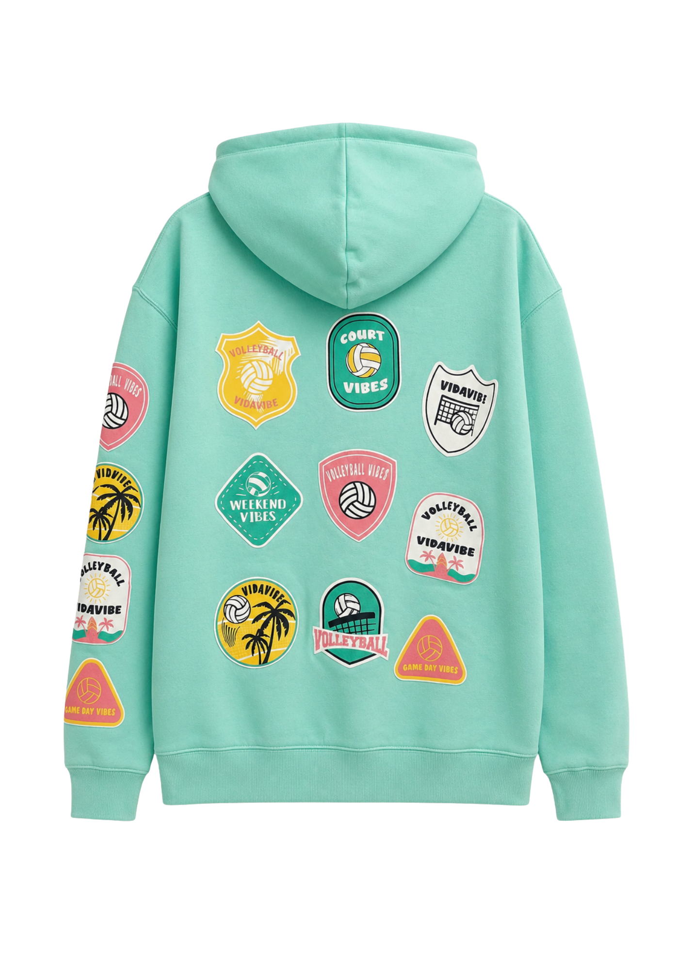 Volleyball Patches Sweatshirt - Turquoise