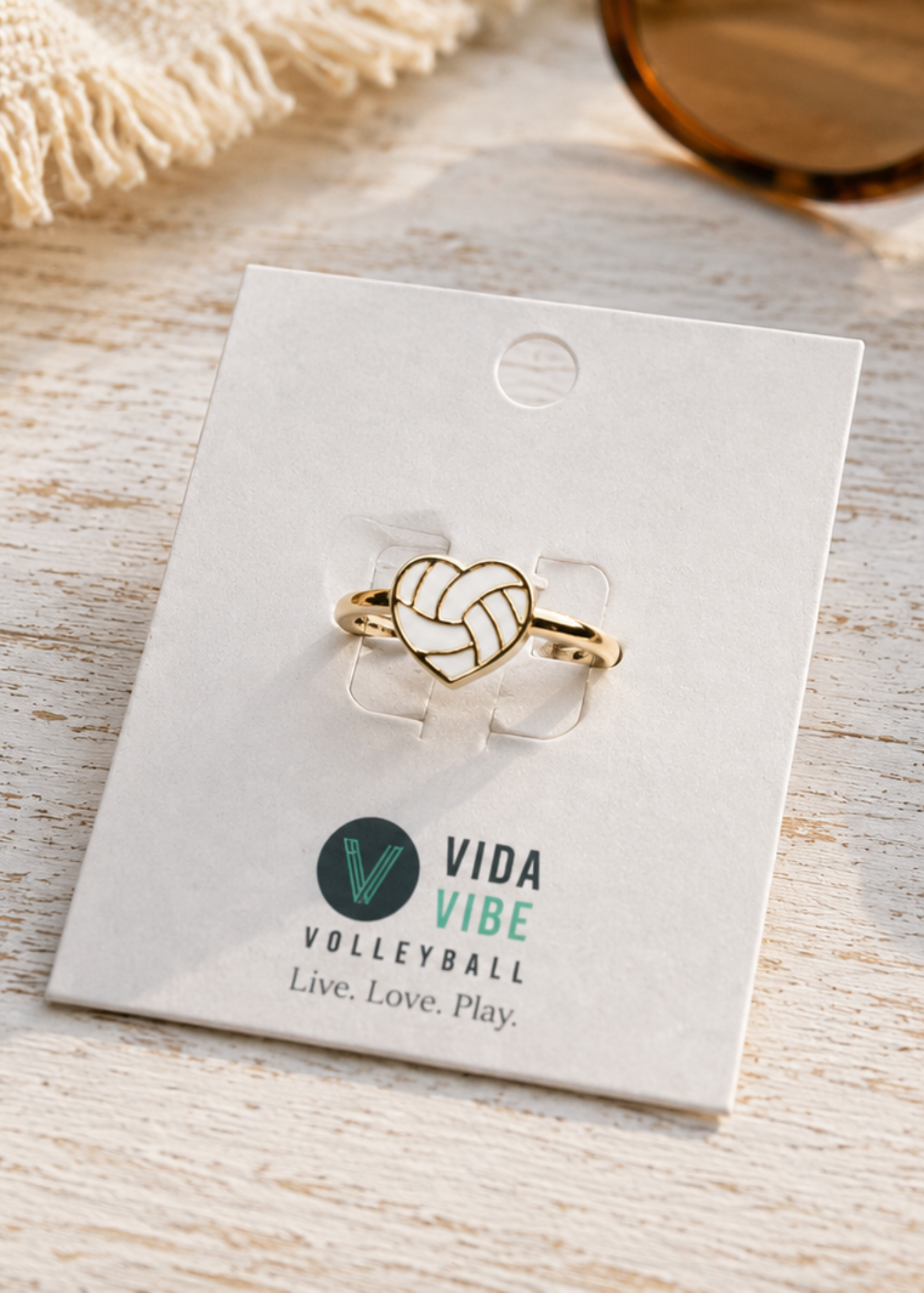 Gold Heart Adjustable Volleyball Ring