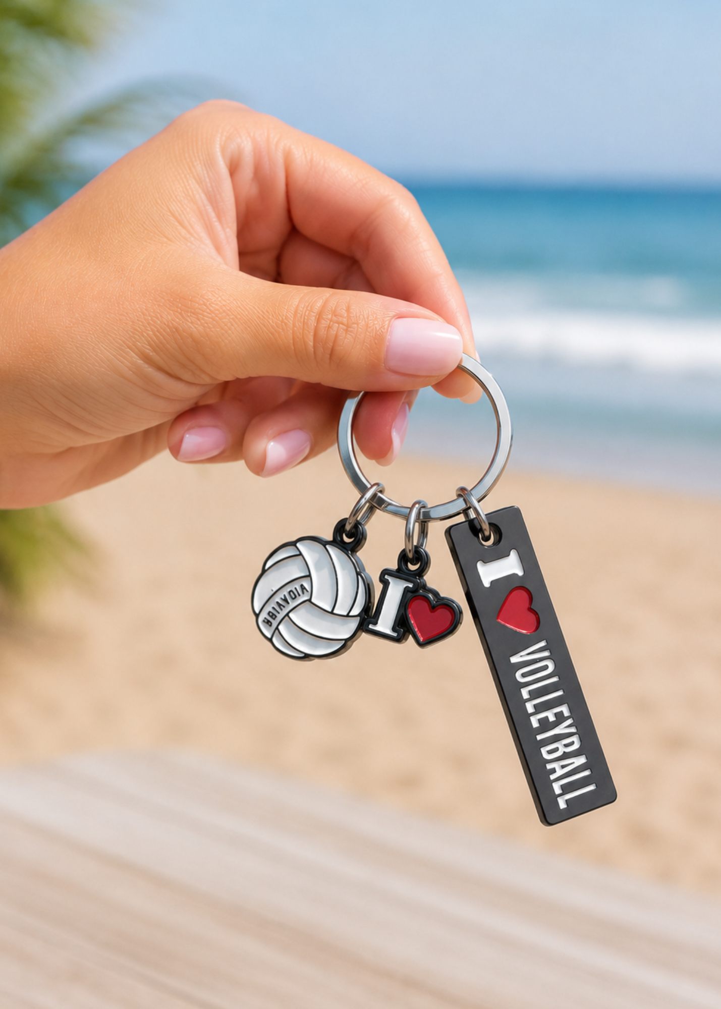 I Love Volleyball Keychain