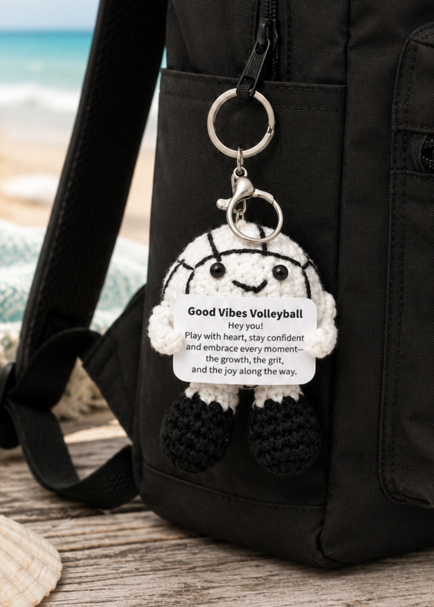 Inspirational Crochet Volleyball Keychain