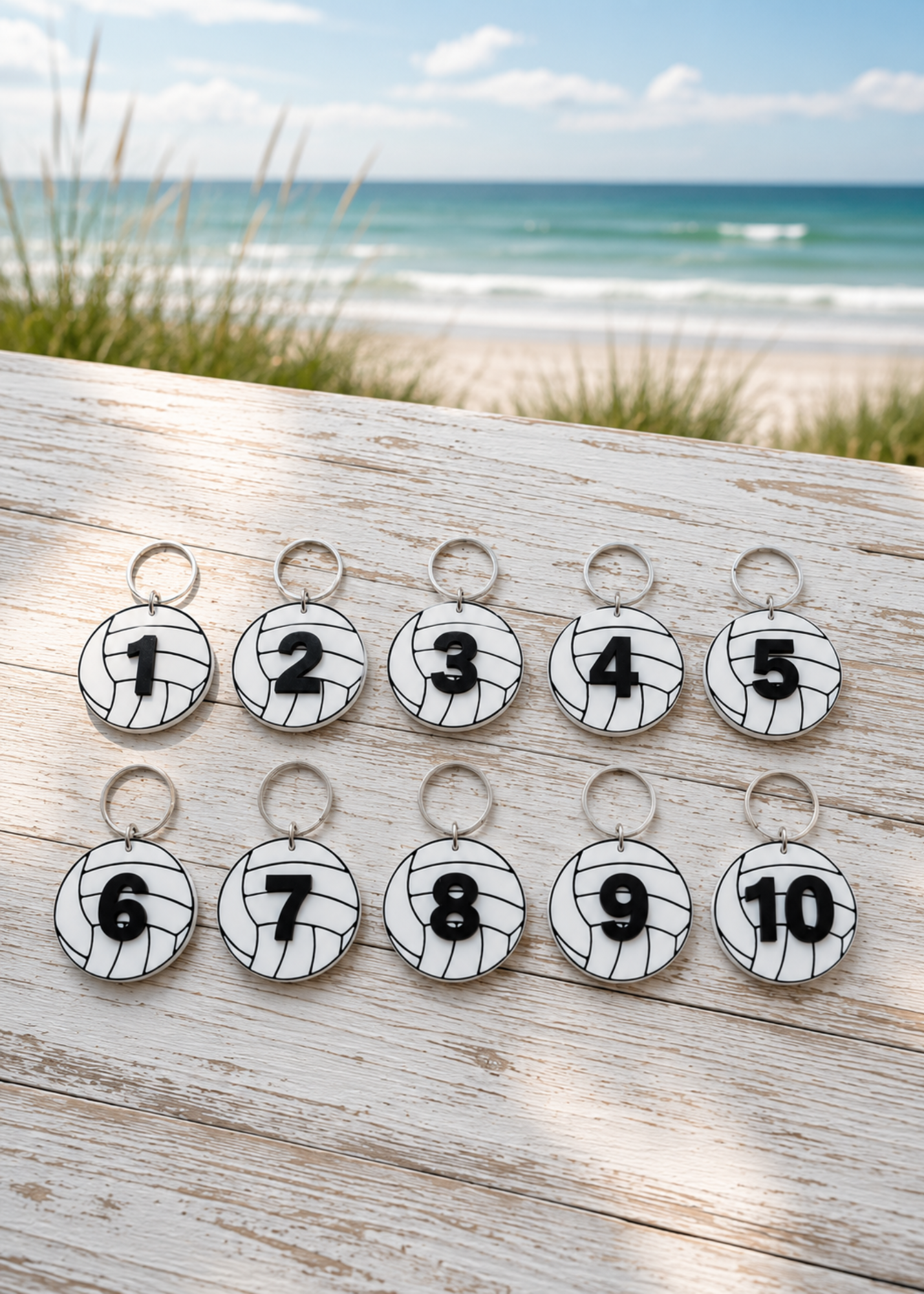 Volleyball Number Keychains 1-10