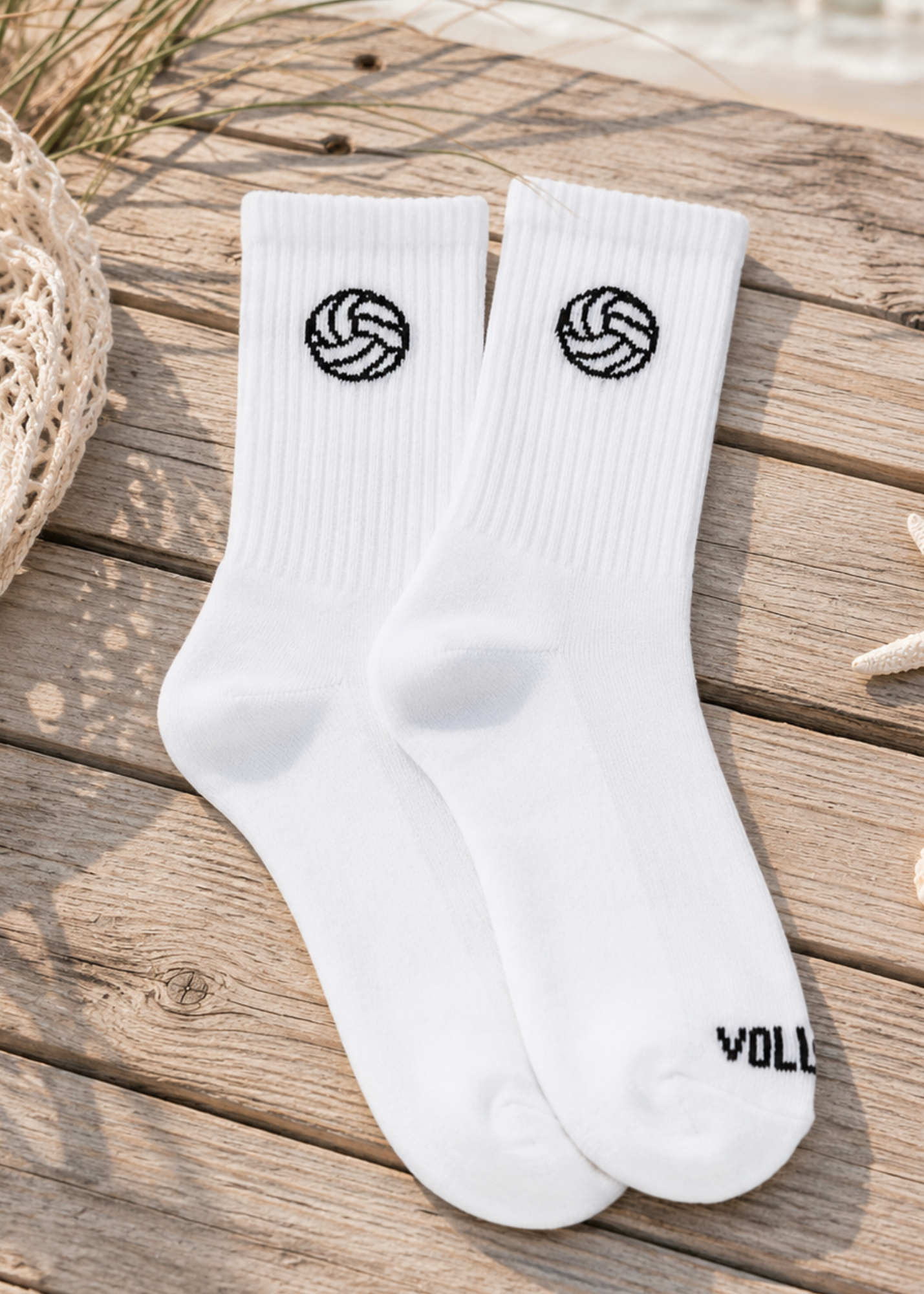 White Volleyball Crew Socks