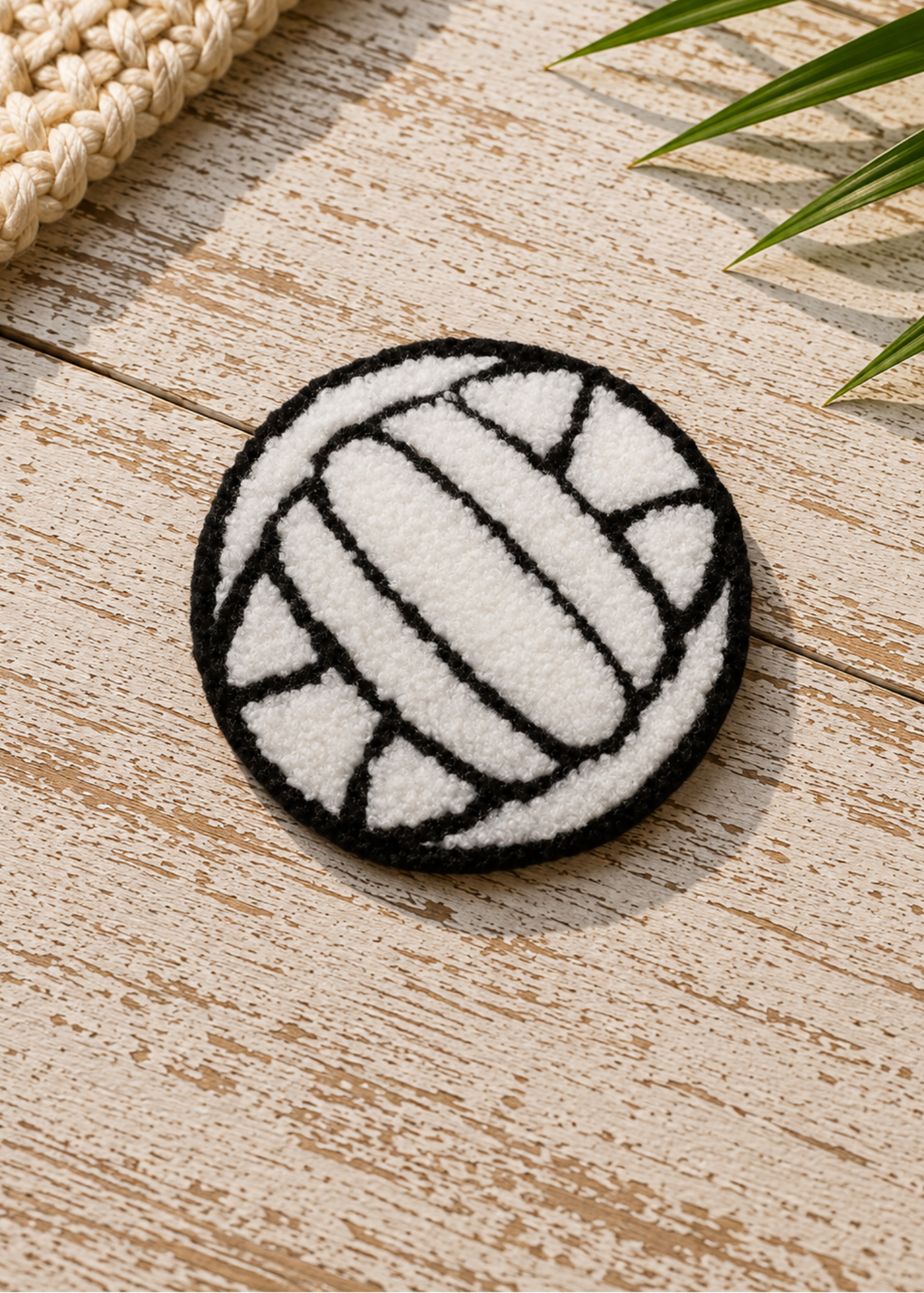 Fuzzy volleyball iron-on patch