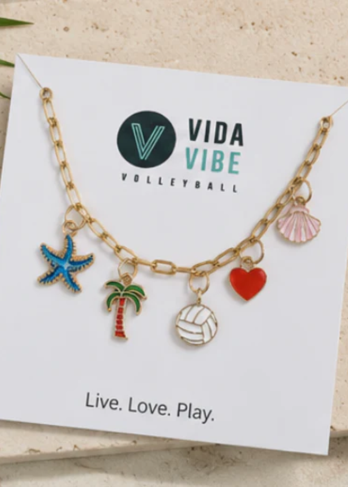 Gold Volleyball Charm Necklace