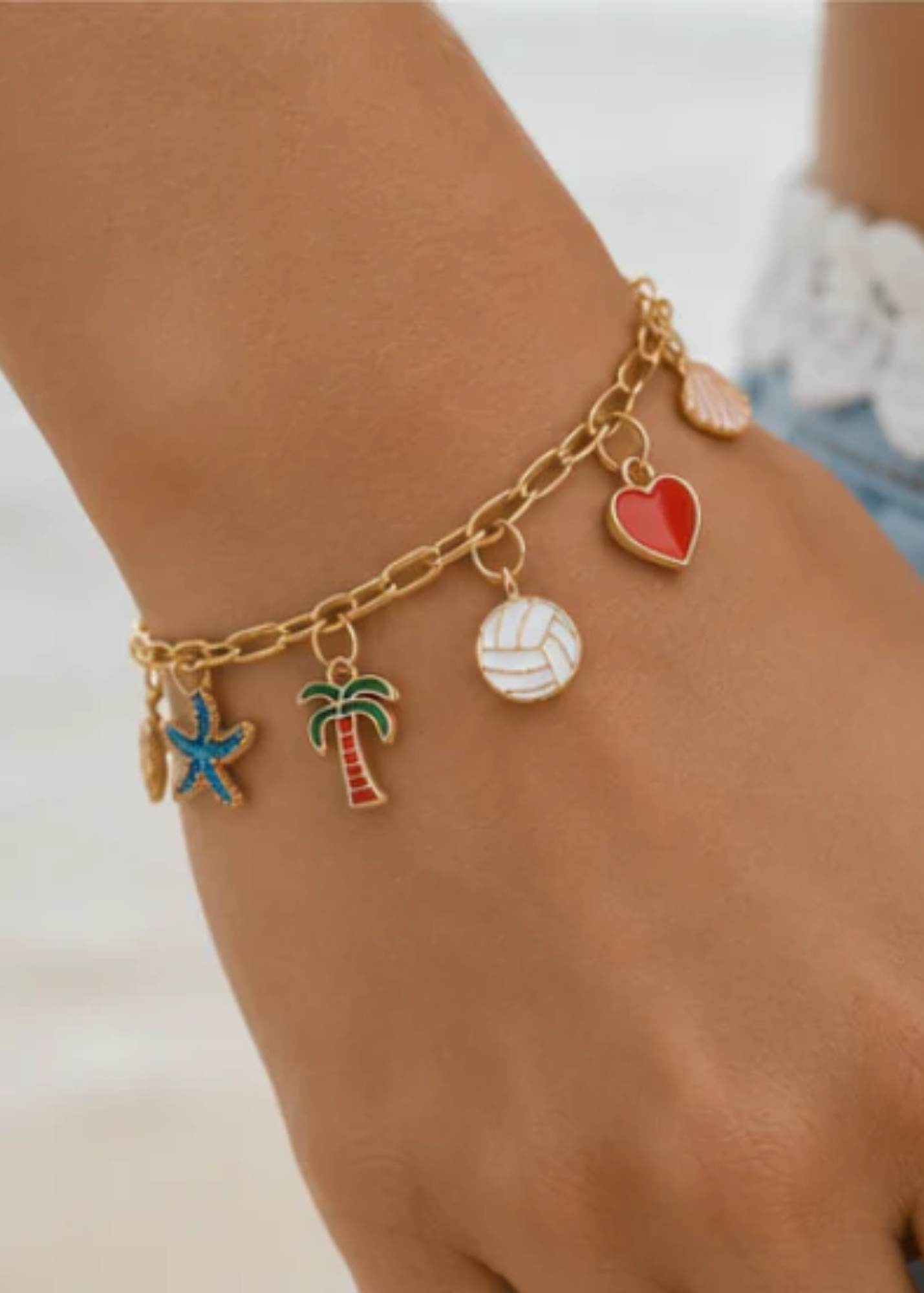Gold Volleyball Charm Bracelet