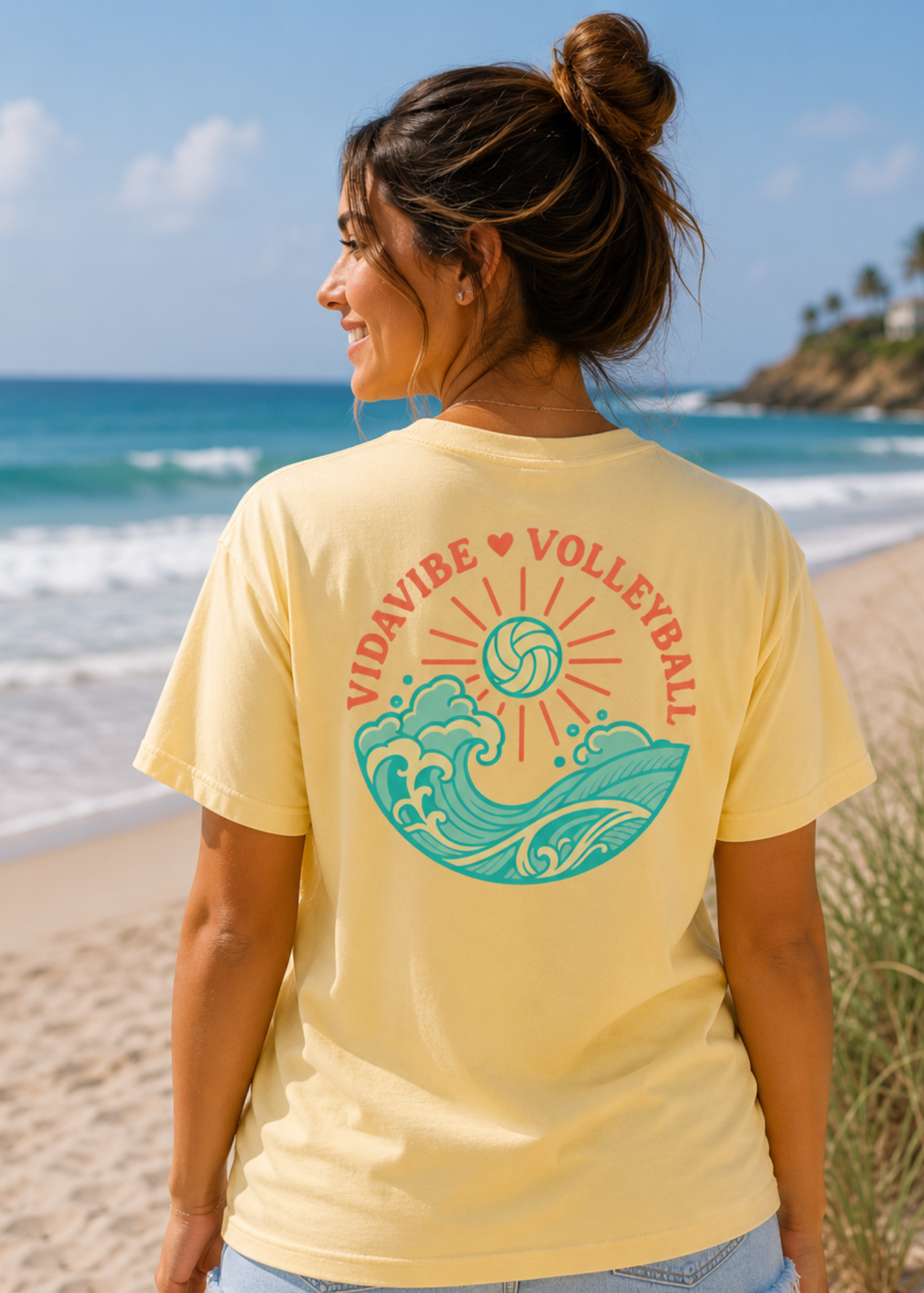 Ocean Vibes Volleyball Tee - Butter