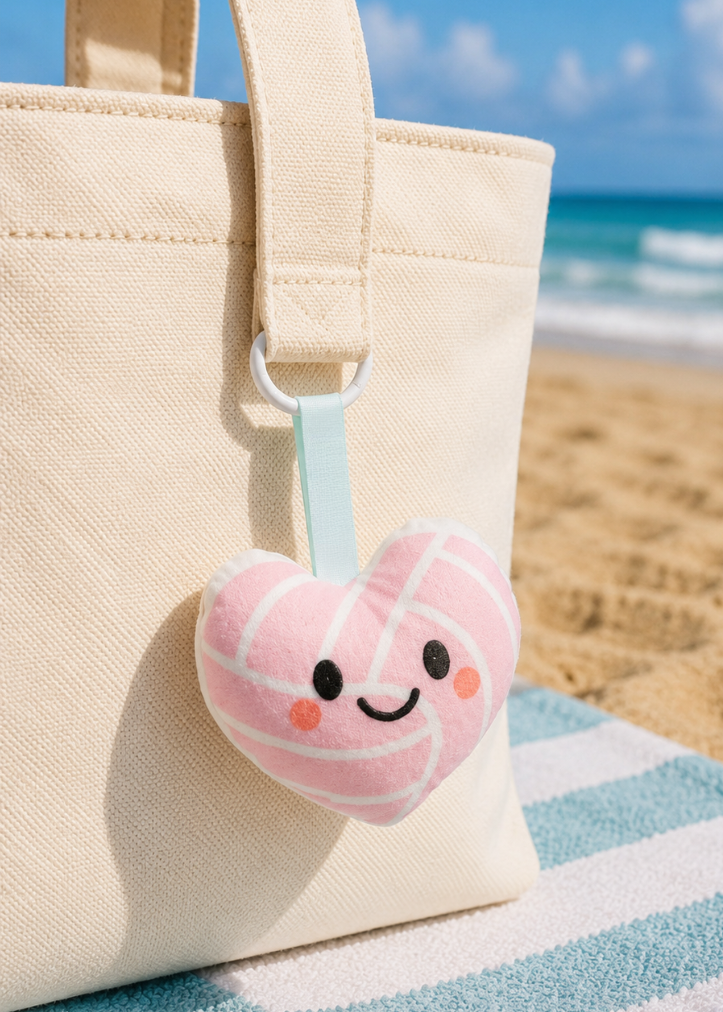 Plush Volleyball Heart Keychain