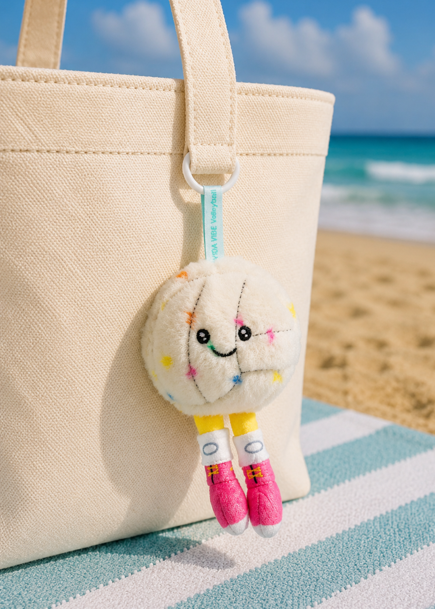 Plush Confetti Volleyball Keychain