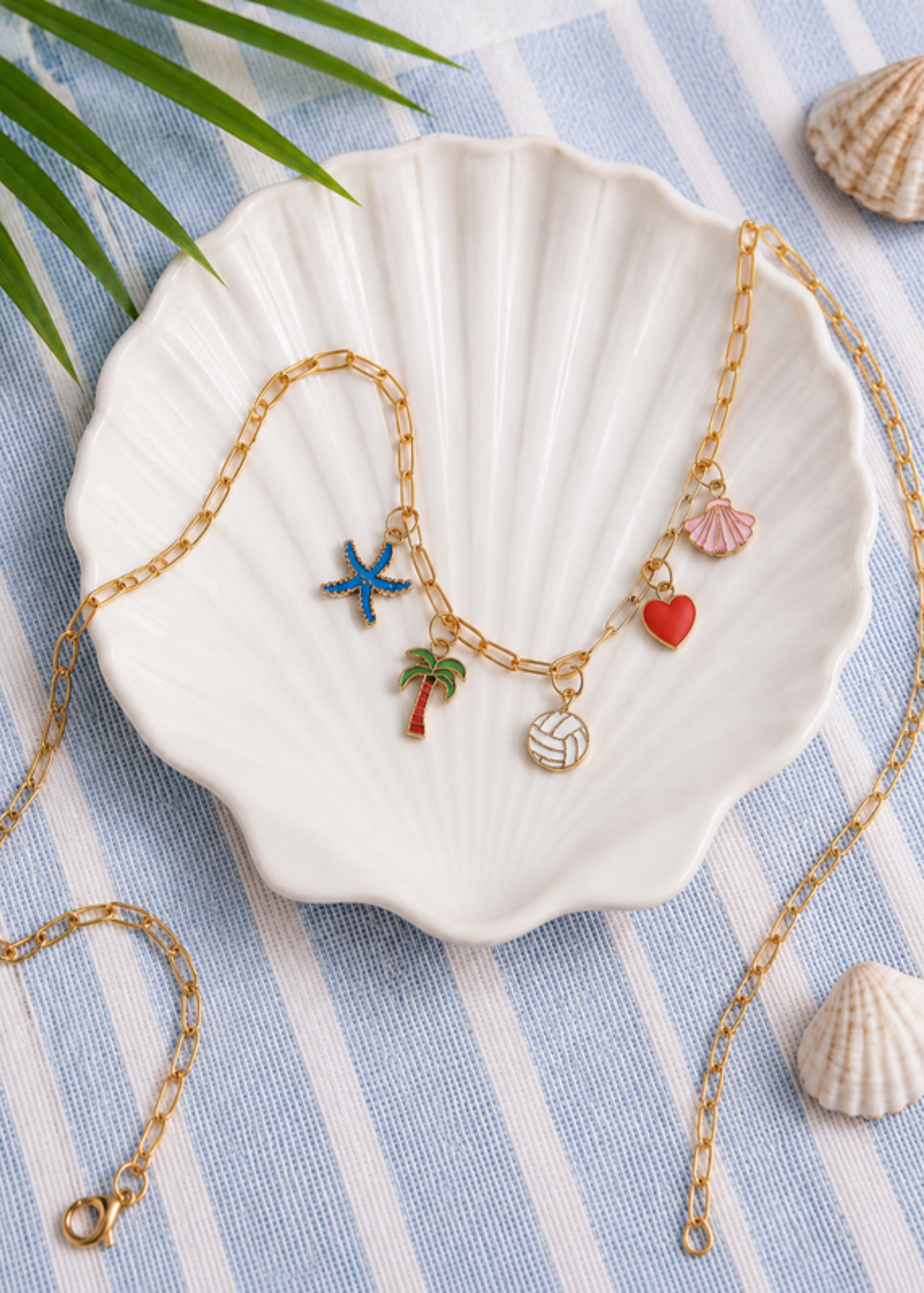 Gold Volleyball Charm Necklace