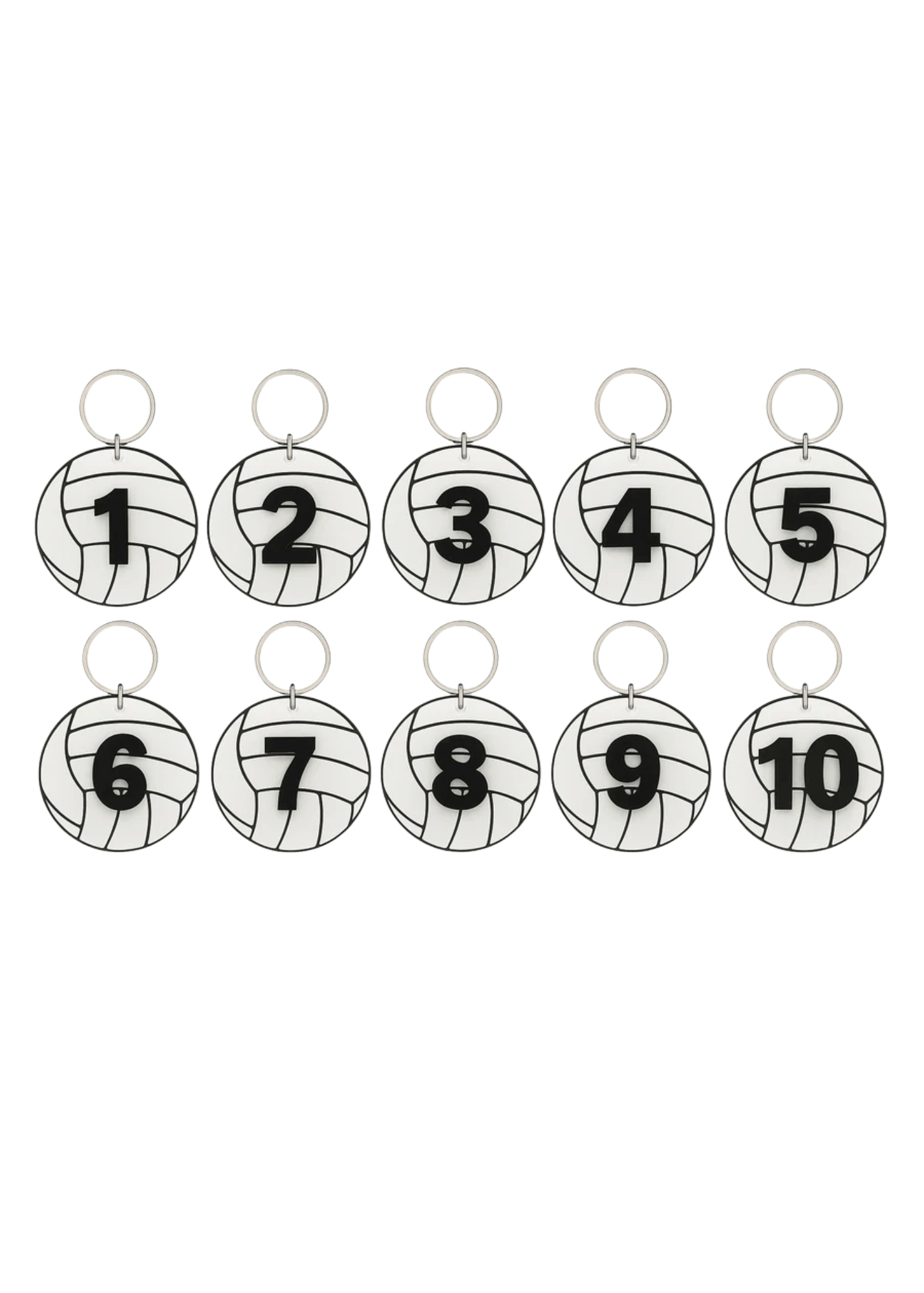Volleyball Number Keychains 1-10