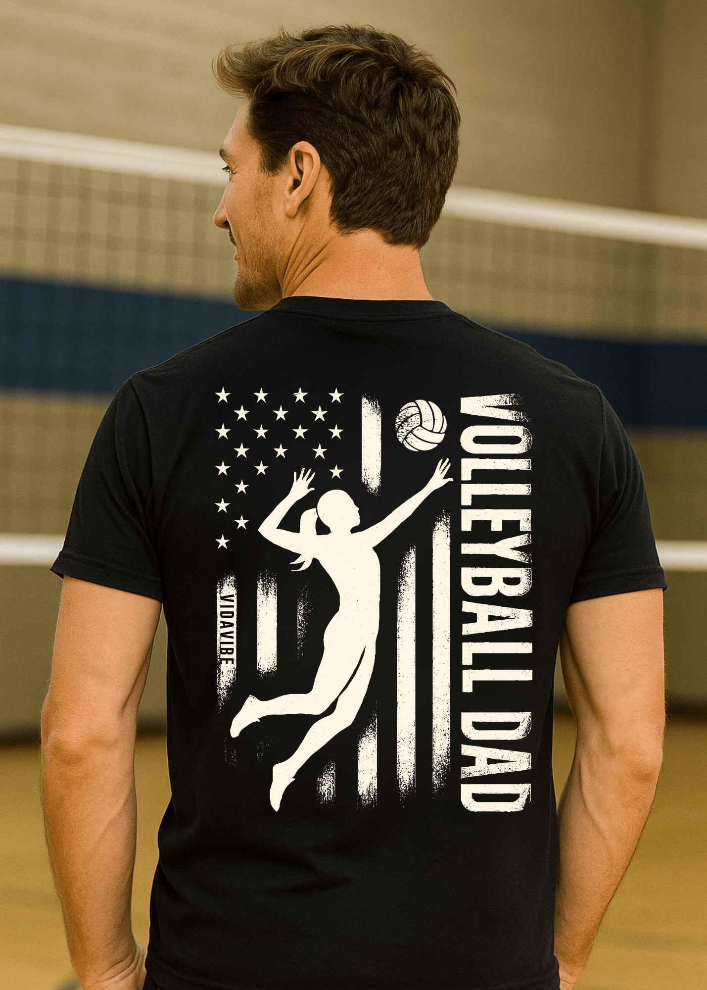 Volleyball Dad Flag Tee